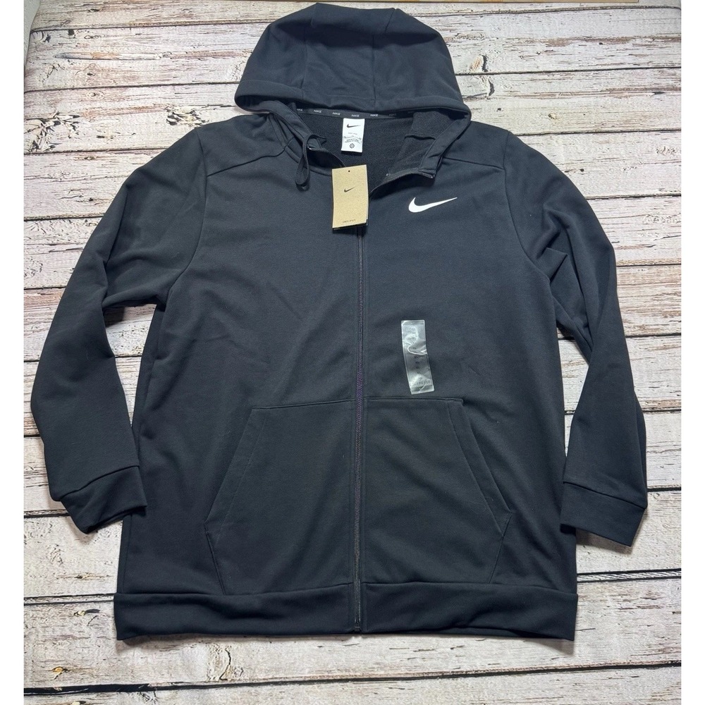 Nike Dri-Fit Training Full Zip Hoodie Sz Mens XL Black Jacket CZ6376 010 NWT